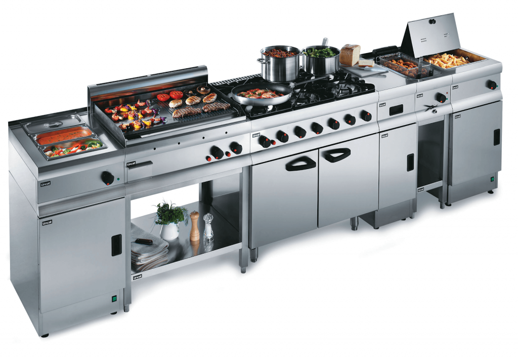 Commercial kitchen cooking equipment.